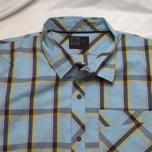 Magpul Industries Shirt Men's XL Blue Yellow Plaid Snap Button Short Sleeve Men.